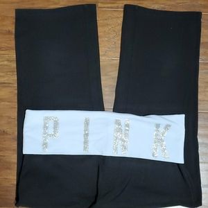 Pink Victoria secret black yoga pants leggings. Medium
